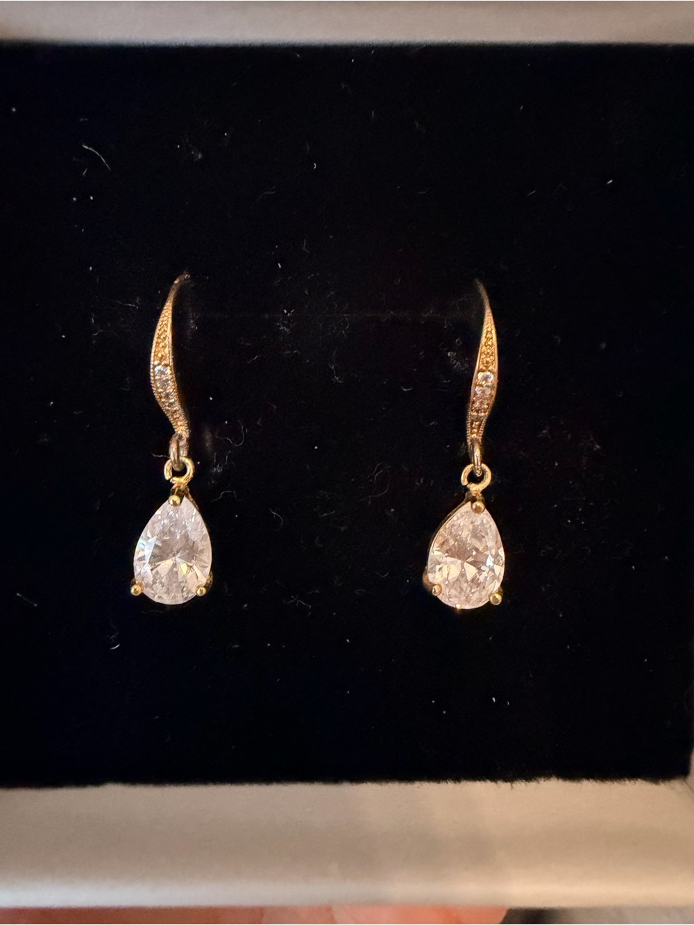Gold Teardrop Cubic Zirconia Drop Earrings - Elegant Women Jewelry